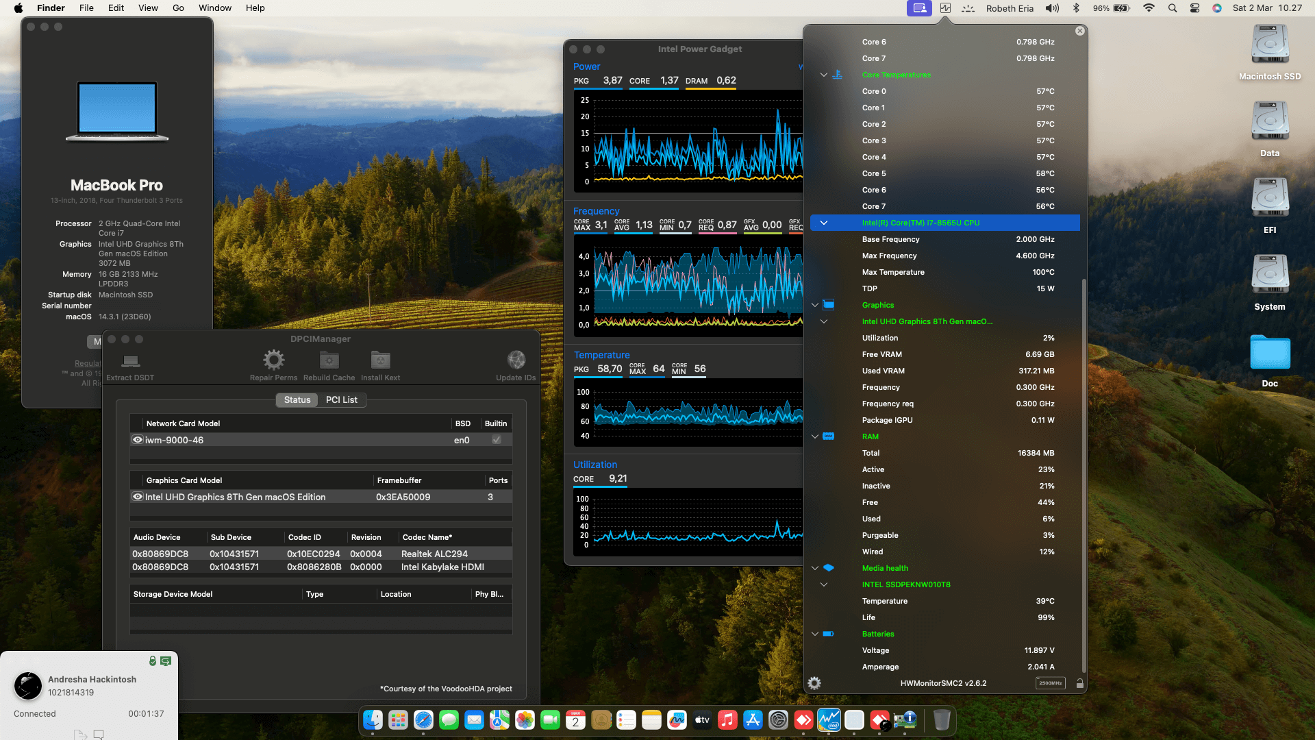 Success Hackintosh macOS Sonoma 14.3.1 Build 23D60 in Asus ZenBook UX333FN